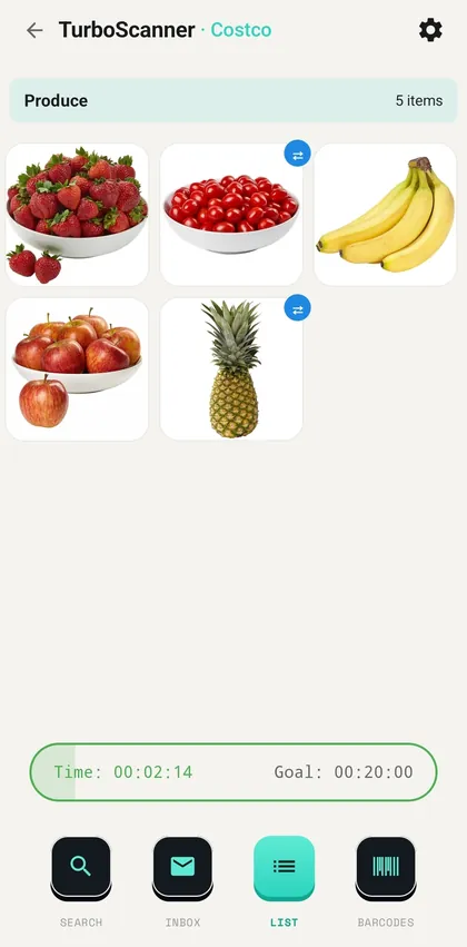 Matched products grouped by department